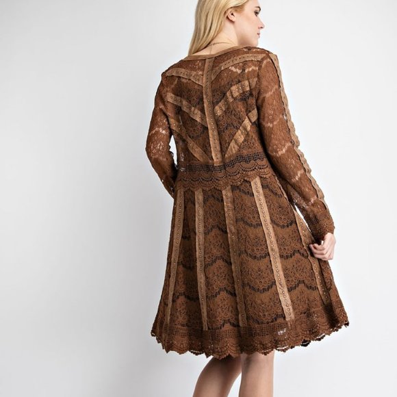 NEW lace studs VOCAL CAMEL CARDIGAN coatigan sweater boho western jacket SM-3X - Picture 5 of 6